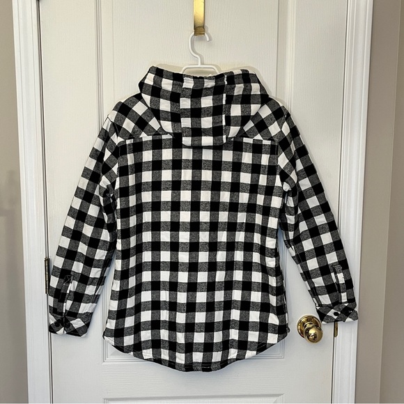 Utex Black & White Checkered Fleece Button Hoodie Medium - Picture 2 of 9